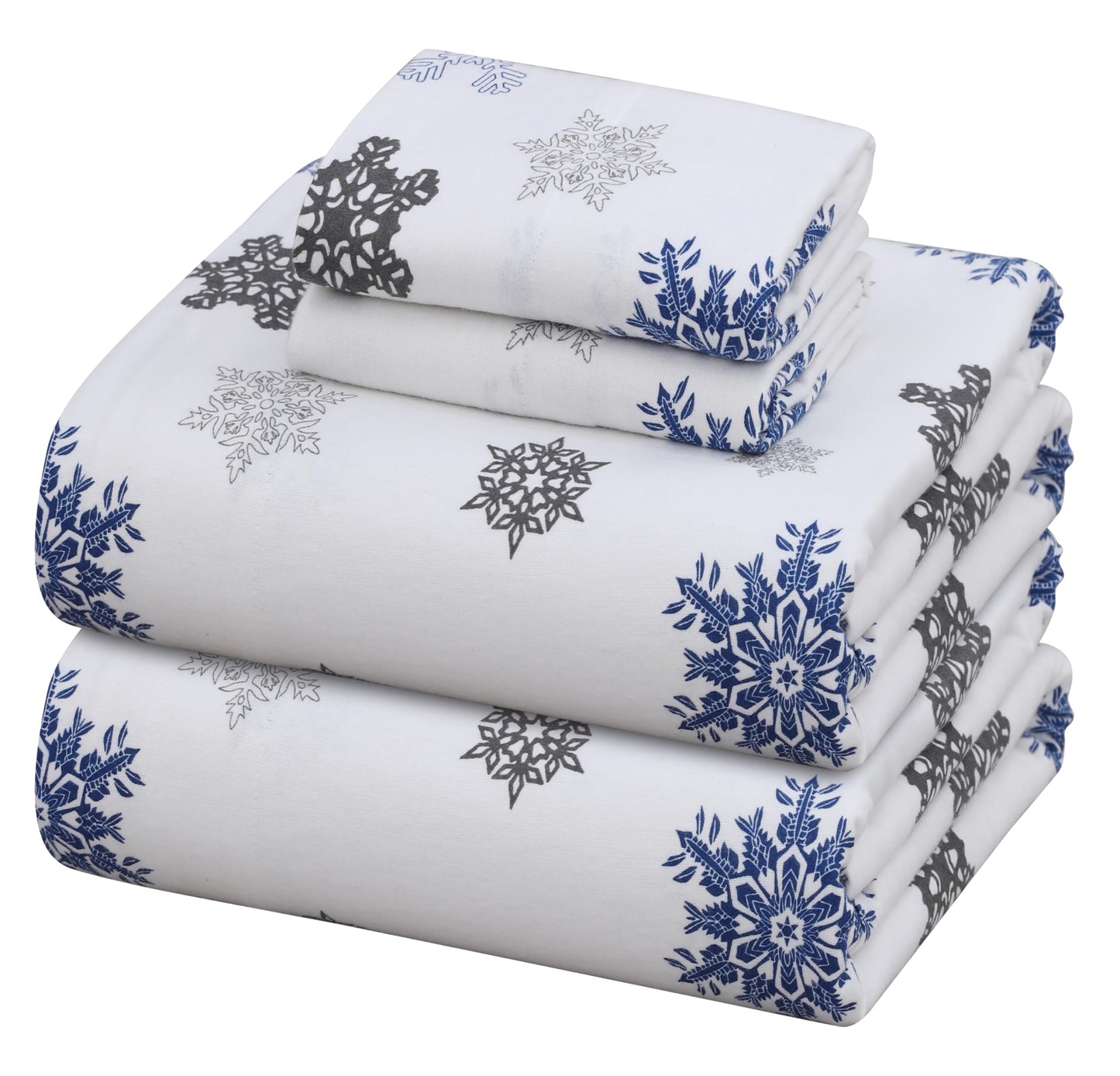 ZOYER Flannel Sheets King Size Set - Soft & Comfy Deep Pocket Cotton Flannel Bedding, Fitted Up to 16", Double Brushed King Bed Sheets, 4 Pieces, White Snow