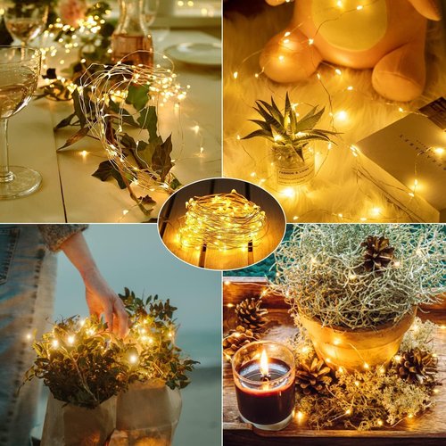 Fairy Lights Battery Operated String Lights - 12 Pack 7ft 20 LED Warm White Silver Wire for DIY Decor