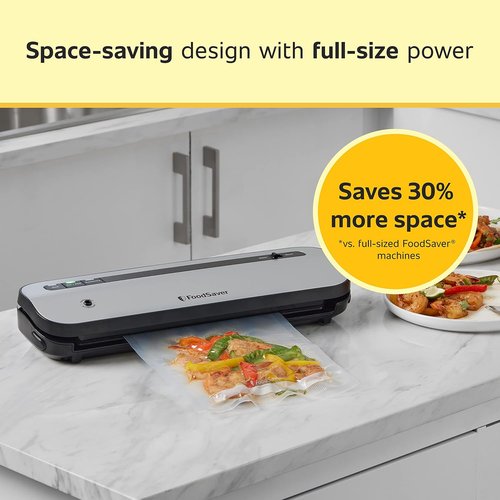 FoodSaver Vacuum Sealer - Space-Saving Design with Bags & Roll for Fresh Food Storage