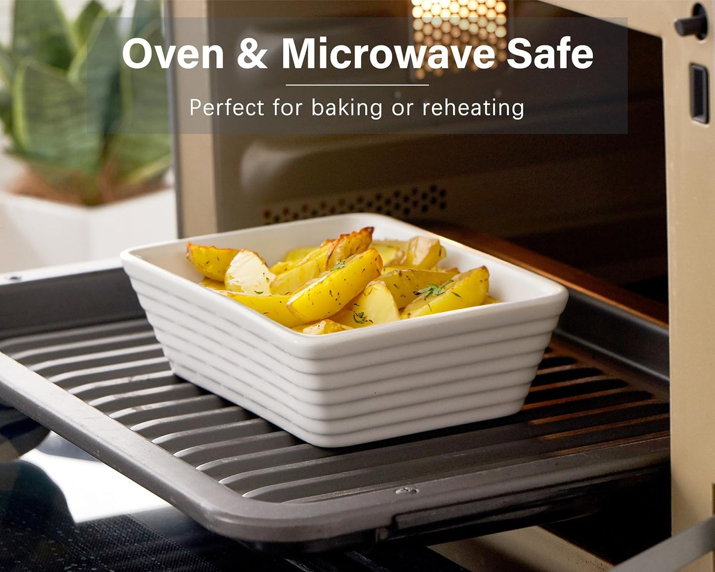 ONEMORE Small Baking Dish - Rectangle Ceramic Casserole Dish Set of 4 | Oven Safe, 5x7 for 1-2 People