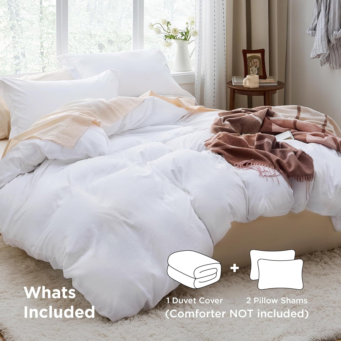 Bedsure Oversized King Duvet Cover Set - Extra Soft Prewashed Cotton-Like Polyester, 120''x98'' with Zipper Closure & 2 Pillow Shams