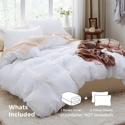 Bedsure California King Duvet Cover - Extra Soft Prewashed Cotton-Like Polyester Bedding Set | 104''x98'' with Zipper Closure & 2 Pillow Shams