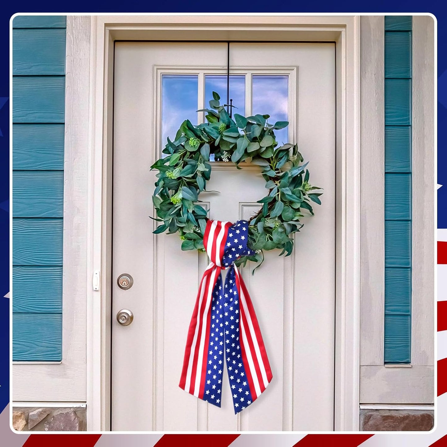 VitalCozy Patriotic Wreath Sash - Satin Ribbon for Embroidery Monogram | Indoor/Outdoor Decor