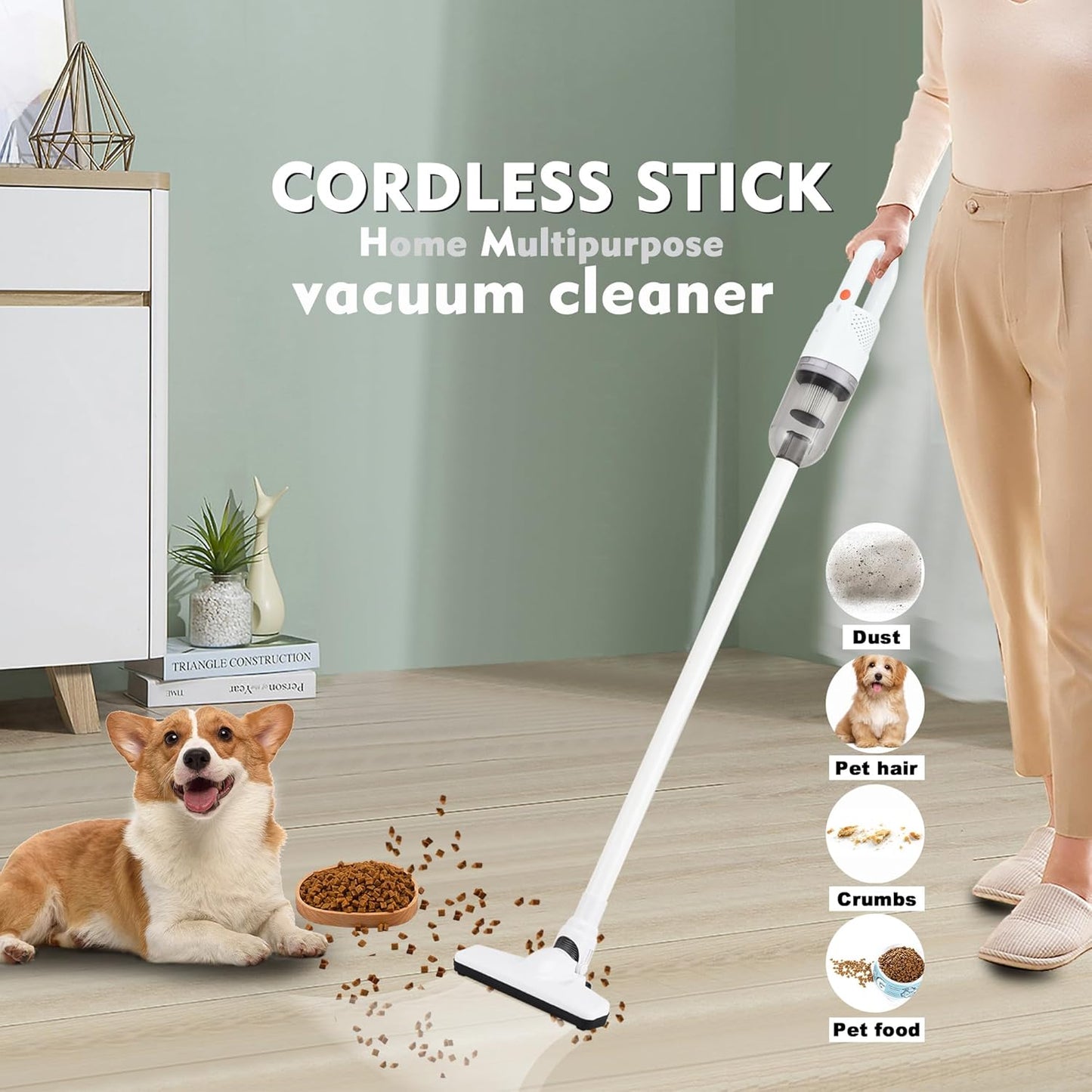 Skiennix 6-in-1 Lightweight Stick Vacuum Cleaner - 100W Powerful Motor | Portable Handheld for Hard Floors & Carpets (Silver)