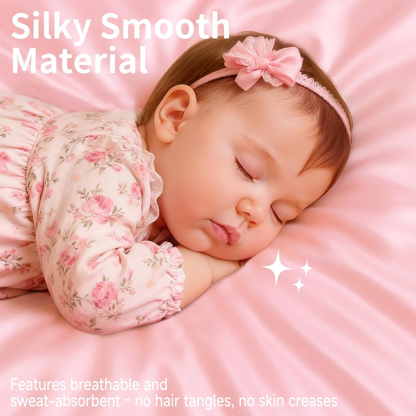 Skiennix Satin Bassinet Sheets - Soft Silk Feel for Baby's Hair | 2-Pack in Pink & Purple