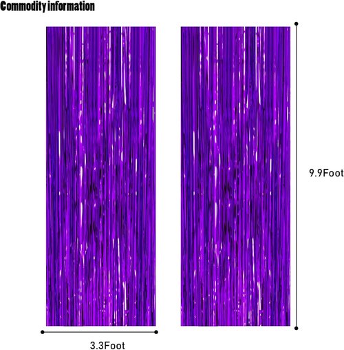 CANREVEL Purple Foil Fringe Backdrop Curtains - 2 Pack Tinsel Streamers for Parties & Events | 3.3x8.2 Feet