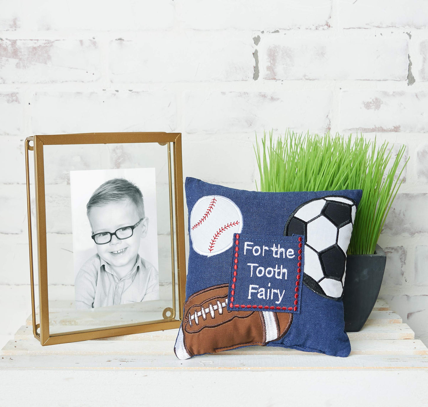 C&F Home Tooth Fairy Embroidered Mini Pillow with Pocket for Boys Sports Theme Girls Toothfairy Throw Small Petite Accent Pillow 6" x 6" for Kids Room Tooth Holder for First Lost Tooth