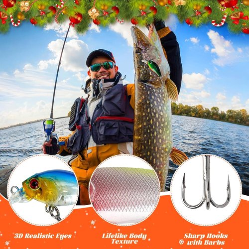 Fanfantoey Fishing Advent Calendar 2025 - Perfect Holiday Gift for Boys & Teens | Blue Lures Kit