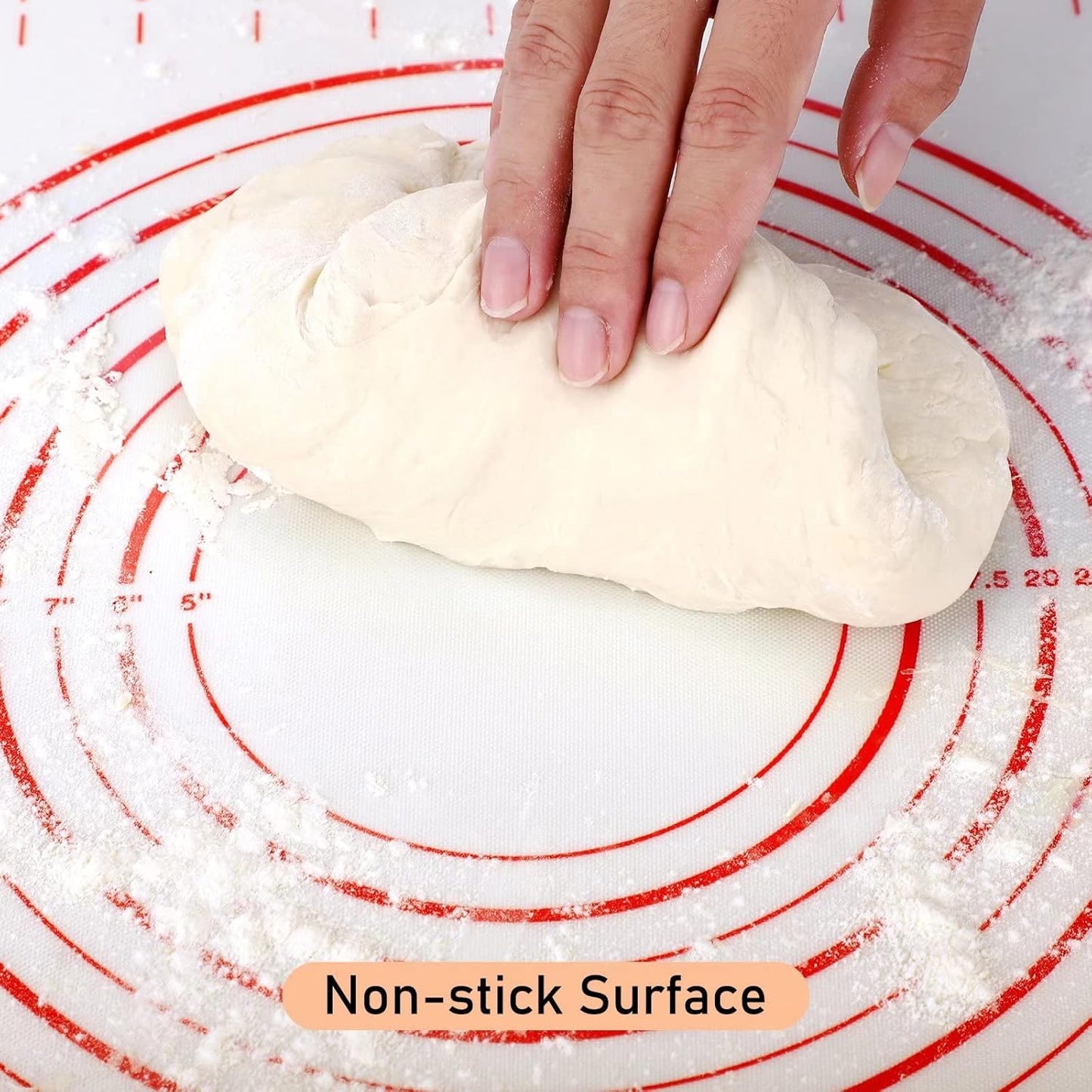 Skiennix Extra Large Silicone Pastry Mat - Non-Stick Baking Mat with Measurements, 24" x 32", Red