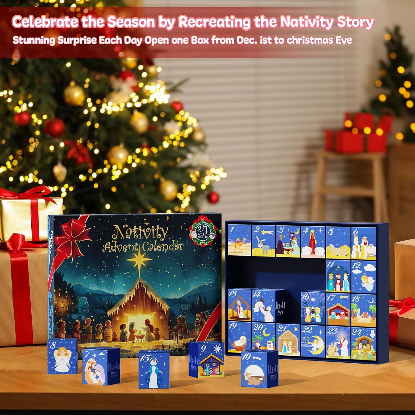 Nativity Advent Calendar 2025 - 24-Day Building Blocks Kit for Kids & Adults | Christmas Countdown Gift