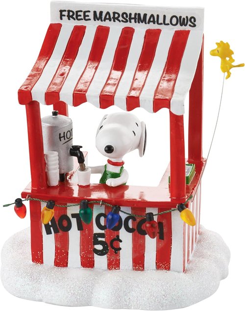 Department 56 Polyresin Snoopy's Cocoa Stand Accessory - 4.13 Inch Peanuts Village Decor