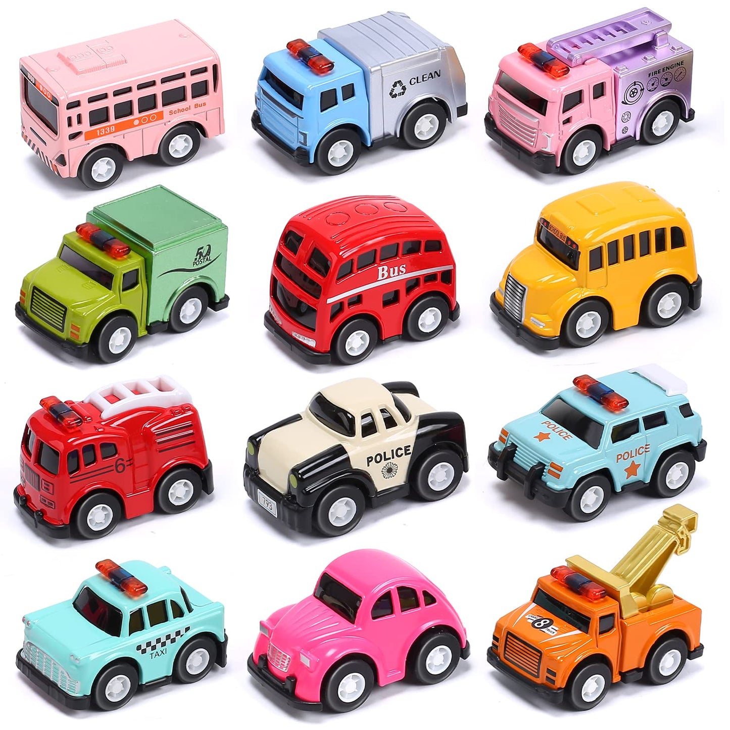 CUTE STONE 12 PCs Filled Easter Egg with Alloy Cars Toy, Easter Basket Stuffers Toys Party Favors for Toddler, Kids