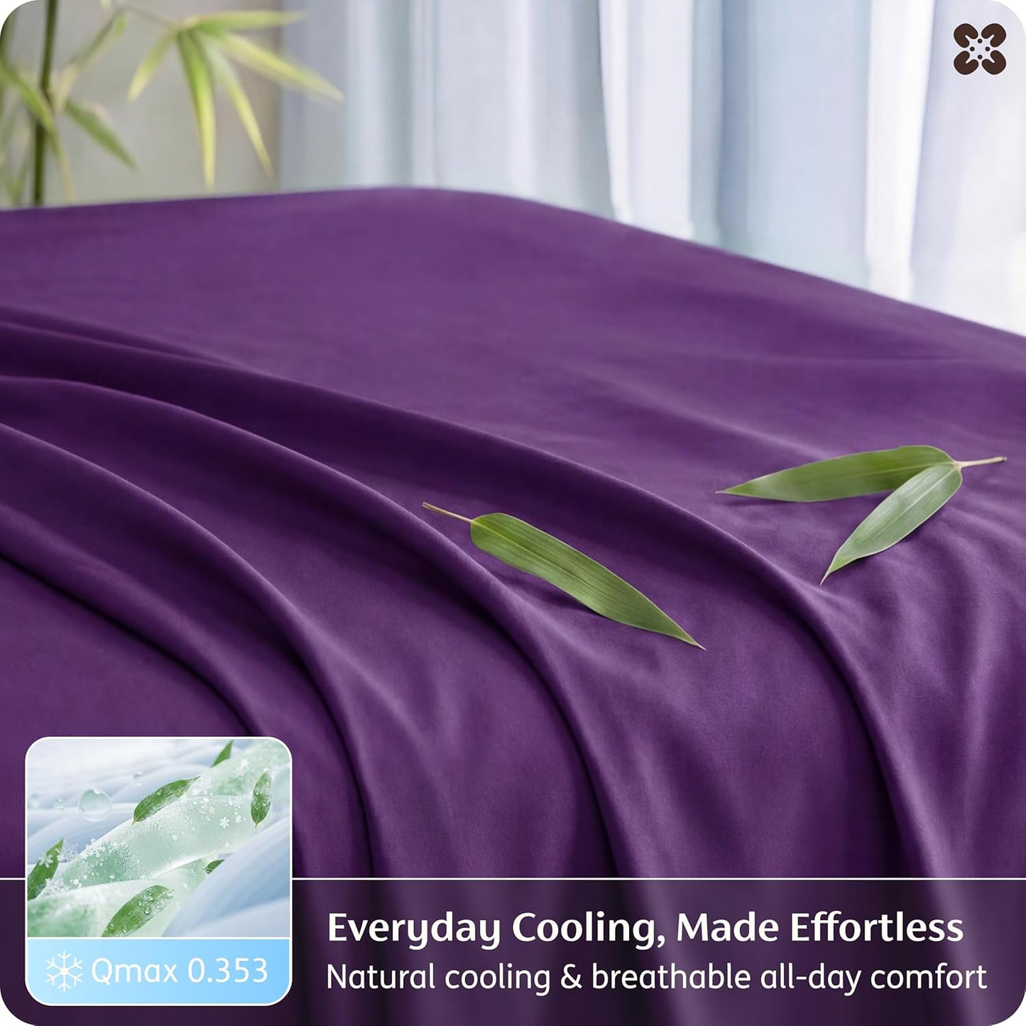 Bedsure King Size Sheets Set - Cooling Rayon Bamboo Sheets for Hot Sleepers | Soft & Breathable Plum
