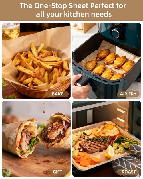 220 Count Parchment Paper Sheets for Baking 12x16 Inch, Precut Non-Stick Unbleached Baking Paper, Half Sheet Pan Liners for Oven, Cooking, Grilling, Air Fryer, Steaming