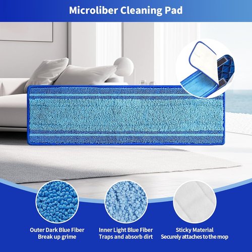 Bona Microfiber Mop Pads - 15-Pack Washable Reusable Refills for Hardwood, Tile & Multi-Surface Floors | Pet Hair & Stain Removal