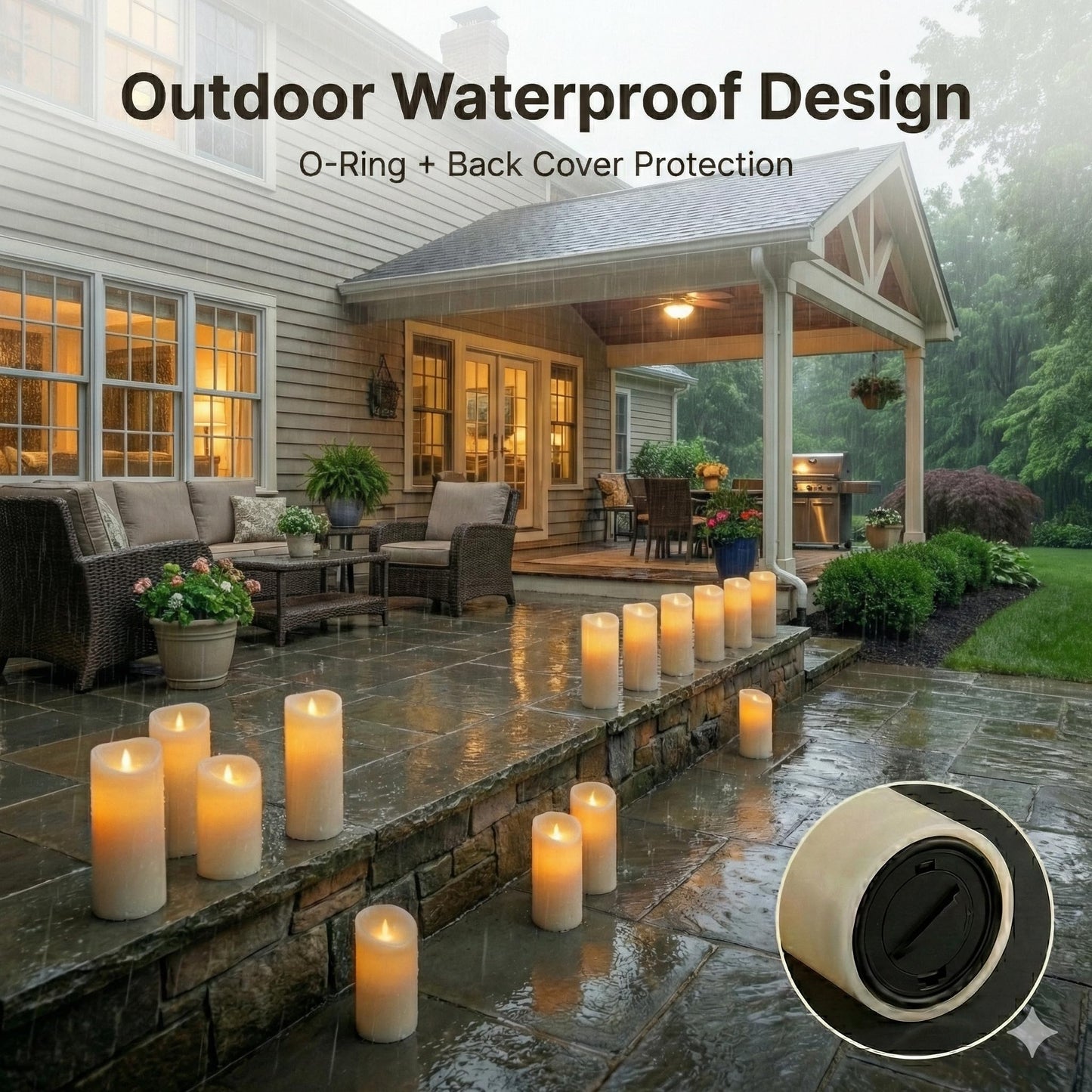 Enido 24 Pc Flameless LED Candles with Remote & Timer, Outdoor Waterproof, Flickering Electric Warm Lights for Cozy Home & Holiday Romantic Decor, Battery Operated (D 2.2” x H 4”/5”/6”)