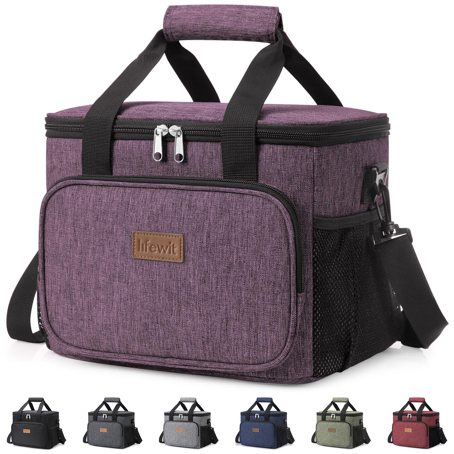 Lifewit Large Lunch Bag, Insulated Lunch Box, Soft Cooler Cooling Tote for Adult Men Women, Purple 24-Can (15L)