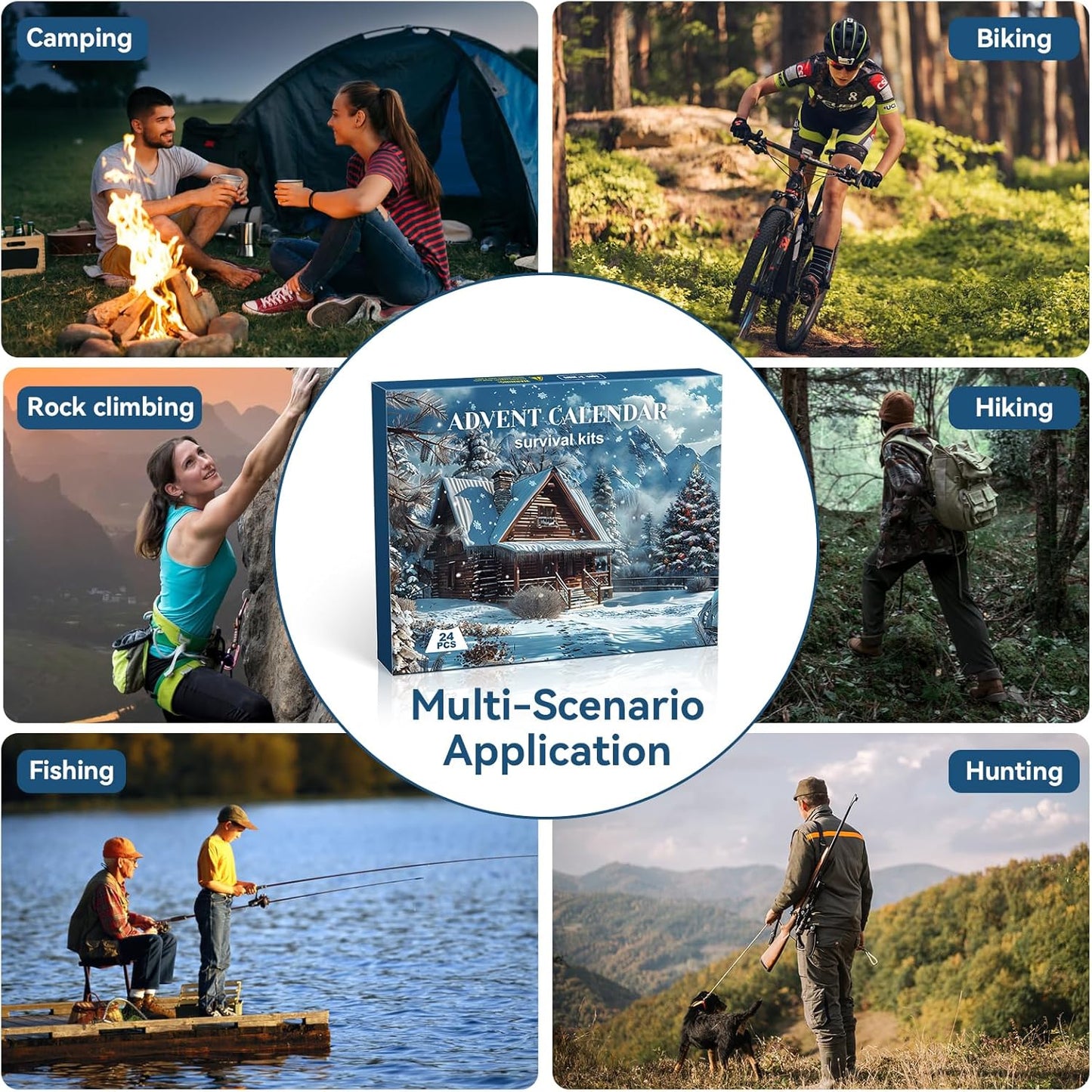 Survival Advent Calendar 2025 - 24-Day Christmas Countdown Gift Box for Adults & Outdoor Enthusiasts