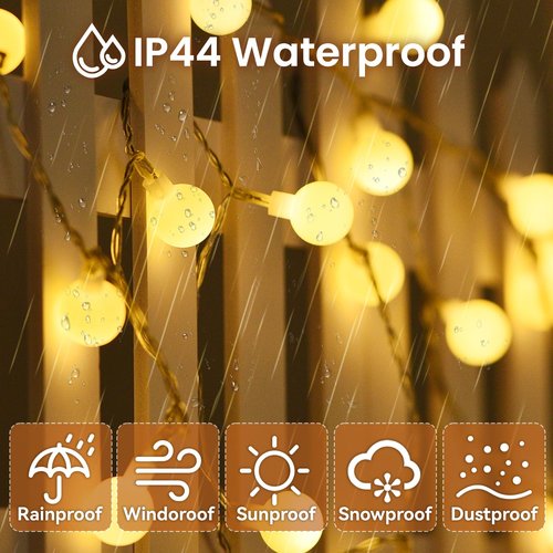 Dailyart Globe String Lights, 200Led 75FT Waterproof Fairy Lights Plug in 8 Modes with Remote Control, Brightness Adjustable &Timing String Lights Indoor Outdoor, Fairy Lights for Bedroom, Warm White