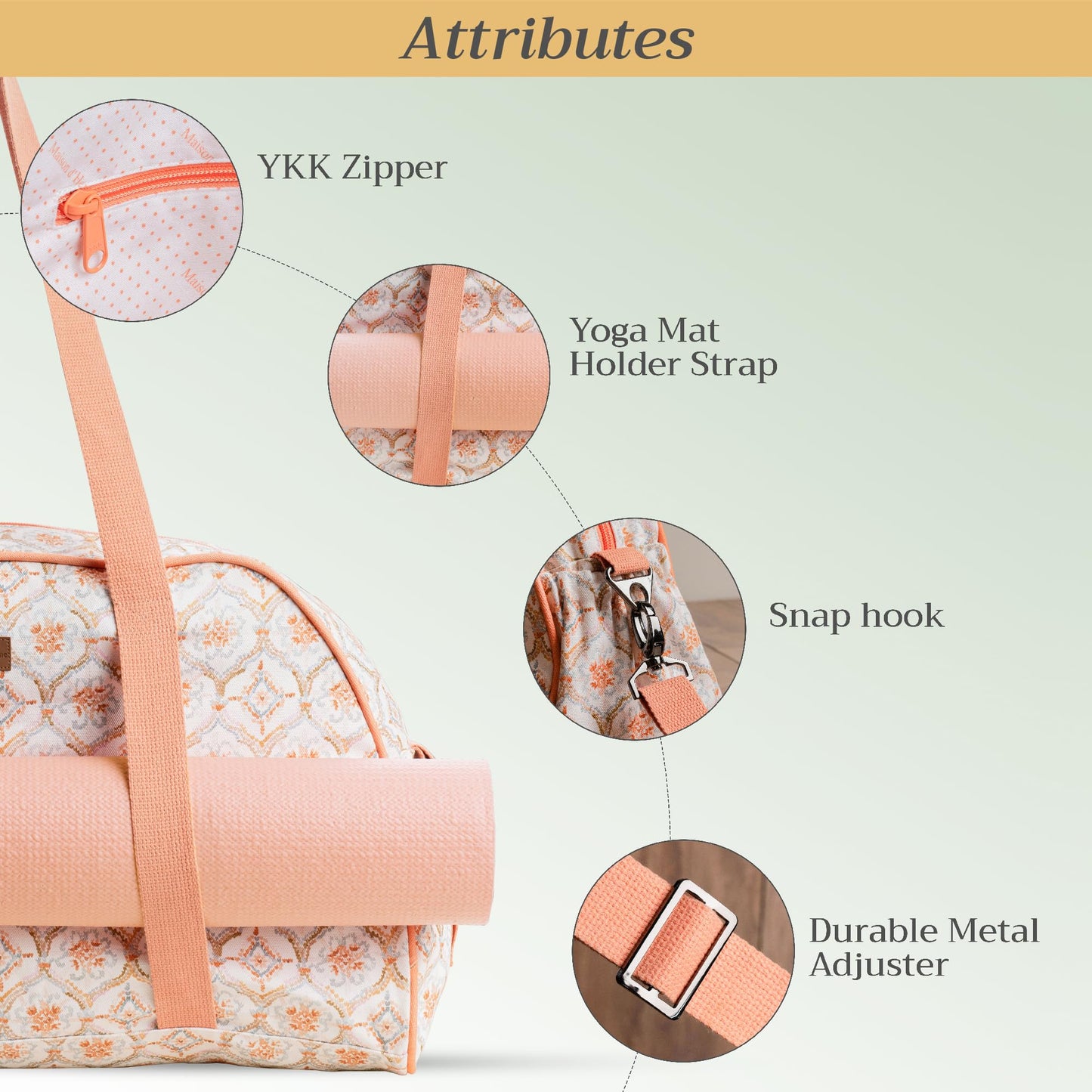 Maison d' Hermine Canvas duffle bag with yoga mat holder, Multi functional bag, Carrier Pocket,Adjustable shoulder straps Bag for Office Beach and Gym Mothers Day Gifts - Fair Isle