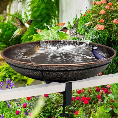 Deck Mounted Bird Bath - Easy to Clean Metal Birdbath with Detachable Bowl | 0.7 Gallon Capacity for Outdoor Decor