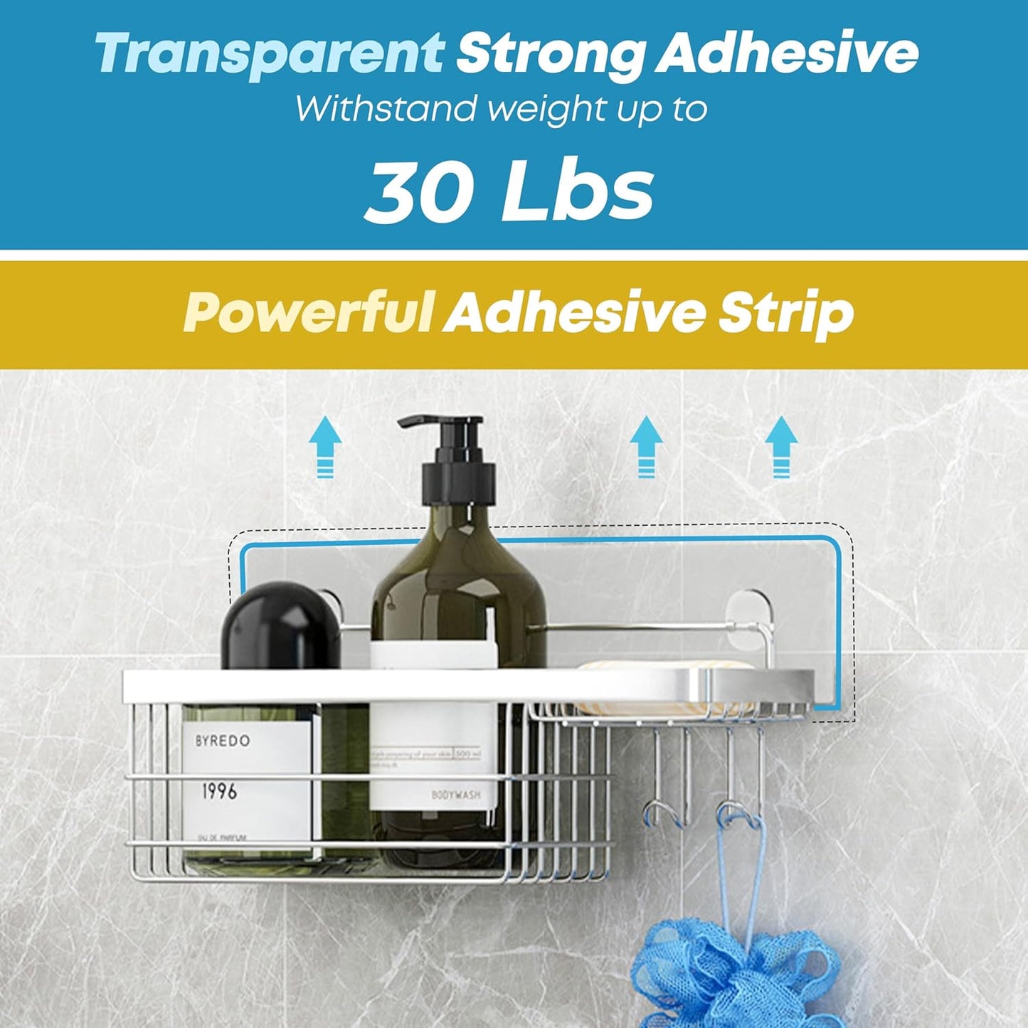 KESOL Shower Caddy - Rustproof SUS304 Stainless Steel Bathroom Shelf Organizer | No Drilling, 2 Pack, Silver