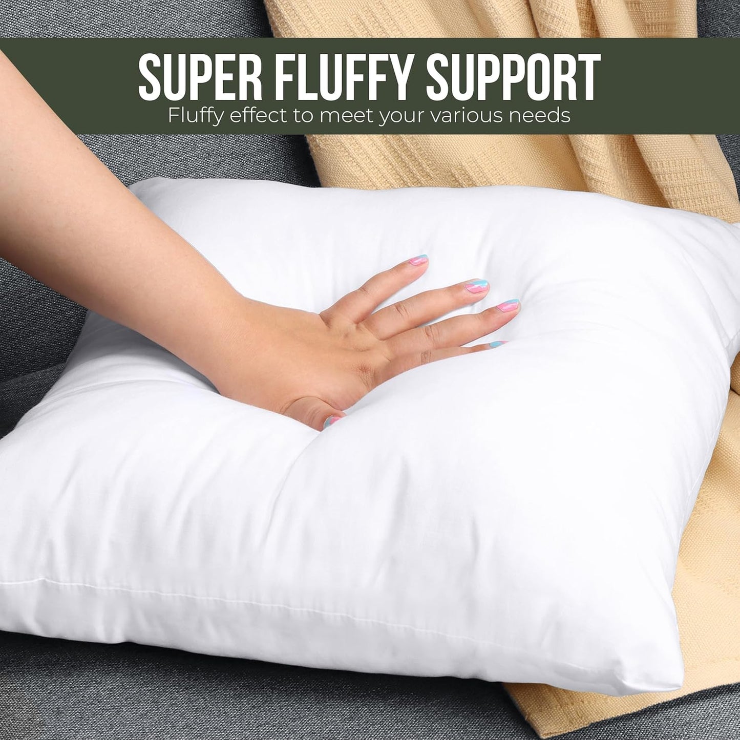 Utopia Bedding Throw Pillow - Fluffy Down Alternative Cushion | 26 x 26 Inches, White - Ideal for Bed & Sofa