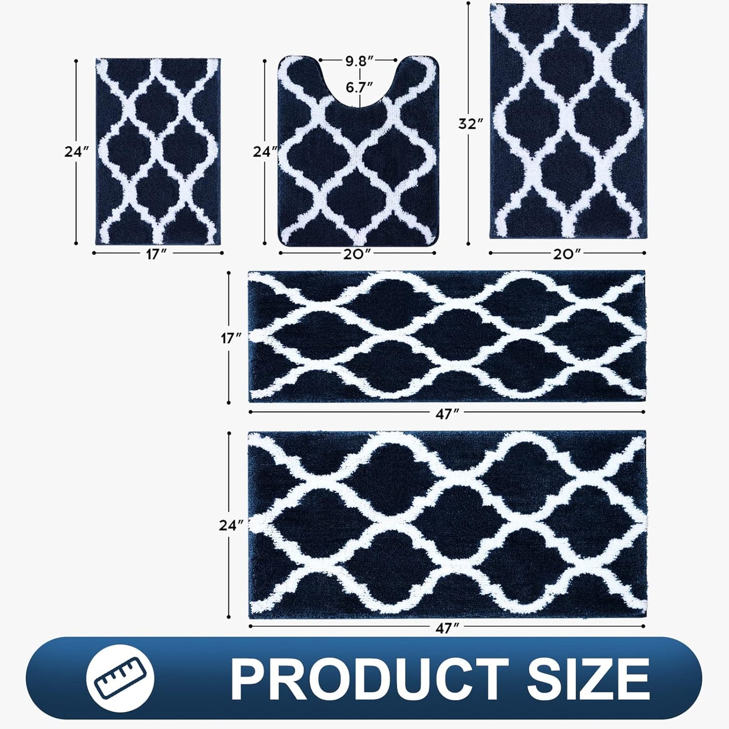 OLANLY Bathroom Rugs - Soft, Absorbent Microfiber Non-Slip Mats | 30x20 Navy Shower Carpet