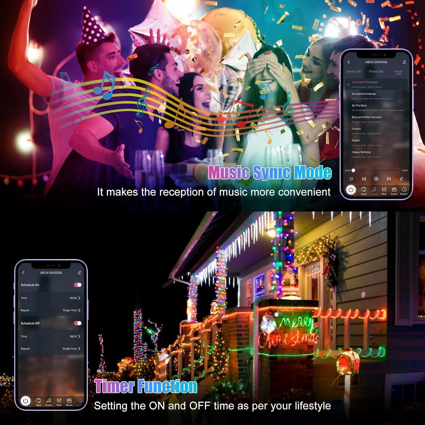 Skiennix RGB Smart IC String Lights - 16FT Indoor Fairy Lights with APP & Remote Control, 50 Multicolor LEDs, USB Powered & IP65 Waterproof, Music Sync for Christmas & Parties