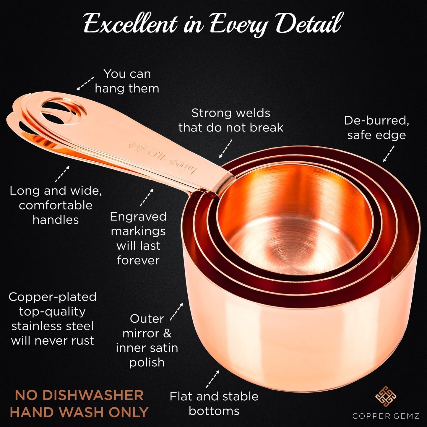 Copper Measuring Cups and Spoons Set of 9 - Luxurious Gift Packaging. Copper Gifts for 7th Anniversary for Her or Him. Gifts for Women, Men, Couple. 7 year or 22nd Wedding Anniversary. Rose Gold Gifts