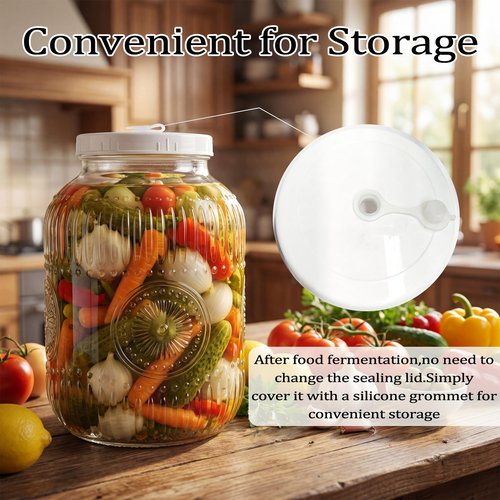 Amzcku 2 Pack 1 Gallon Large Fermentation Vintage Jars with Lids - Wide Mouth Glass Jar- Pickle Jars for Sauerkraut, Sourdough Starter