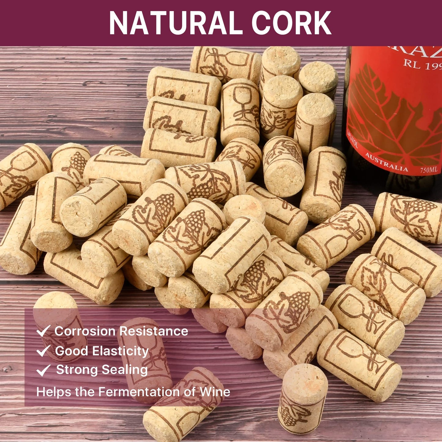 Aemygo 200 Pack Straight Wine Corks, #8 Natural Corks For Crafts, 7/8" x 1 3/4" Soft Wood Cork Stoppers, Wine Bottle Stoppers For Crafting Decor, DIY Arts