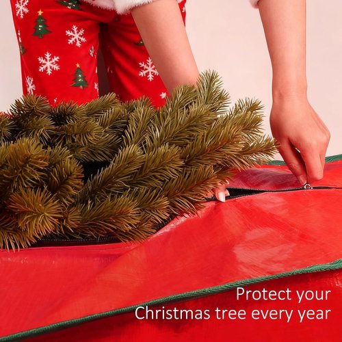 FUCDTEFC Christmas Tree Storage Bag - Large Heavy-Duty Waterproof Container with Reinforced Handles | 9 Ft Red