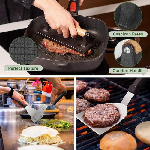 Blackstone 20PCS Griddle Accessories Kit - Flat Top Grill Set with Spatulas, Basting Cover & Burger Press