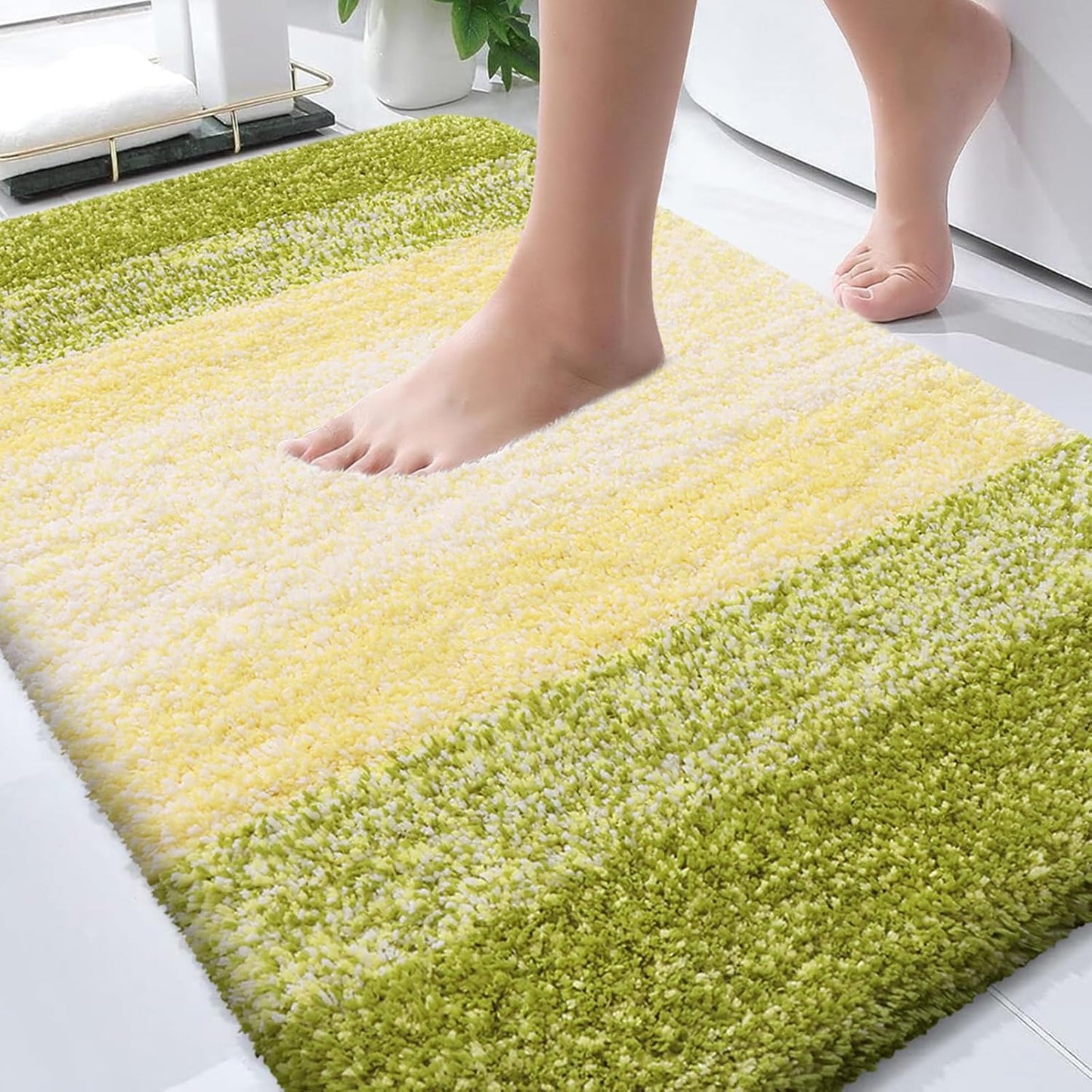 OLANLY Bathroom Rugs - Extra Soft Microfiber Mat | Quick Dry, Machine Washable, 30x20, Olive Green