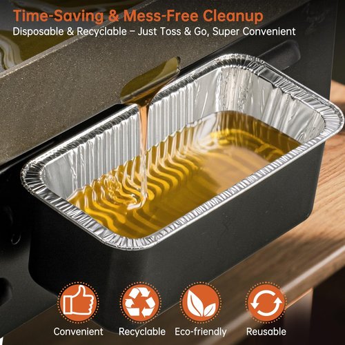 Blackstone 50-Pack Grease Cup Liners - Heavy-Duty Aluminum Foil Drip Pans for 17-36 Inch Griddles | Disposable & Mess-Free
