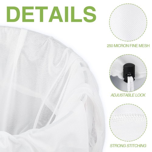 4 Pack Reusable 250 Micrometer Straining Brew Bag Fine Mesh Strainer Bag White Wine Making Supplies Drawstring Cheese Cloth Package for Beer Wine, 22 x 26, 16 x 18 Inch