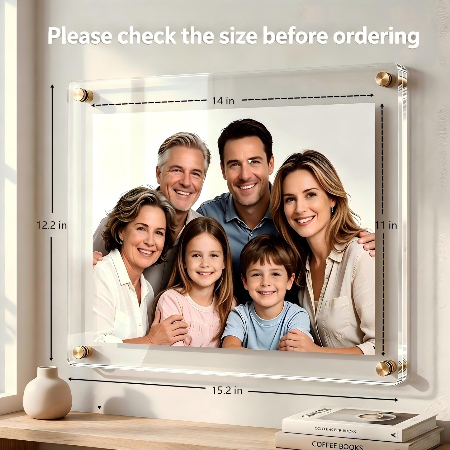 Kalami 3 Pack 11x14 Acrylic Wall Mount Picture Frame Self Adhesive, Floating Frameless Clear Photo Frame for Diploma Certificate Degree Document Display Gallery Wall-Full Frame Size 12.4x15.4
