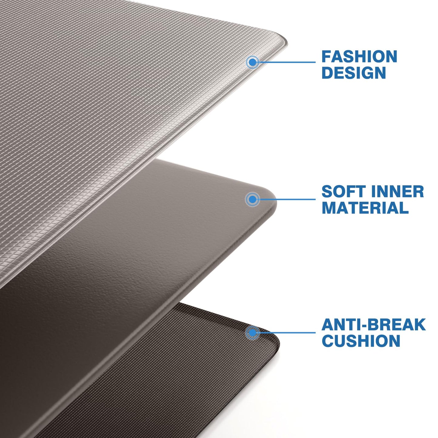 StepRite Kitchen Mats, 2PCS Kitchen Rugs, Cushioned Anti Fatigue Kitchen Mats for Floor, Non-Slip Standing Desk Mat, Waterproof Kitchen Rug Set for Kitchen, 20" x 32"+20" x 71"-0.4 inch Thick, Khaki