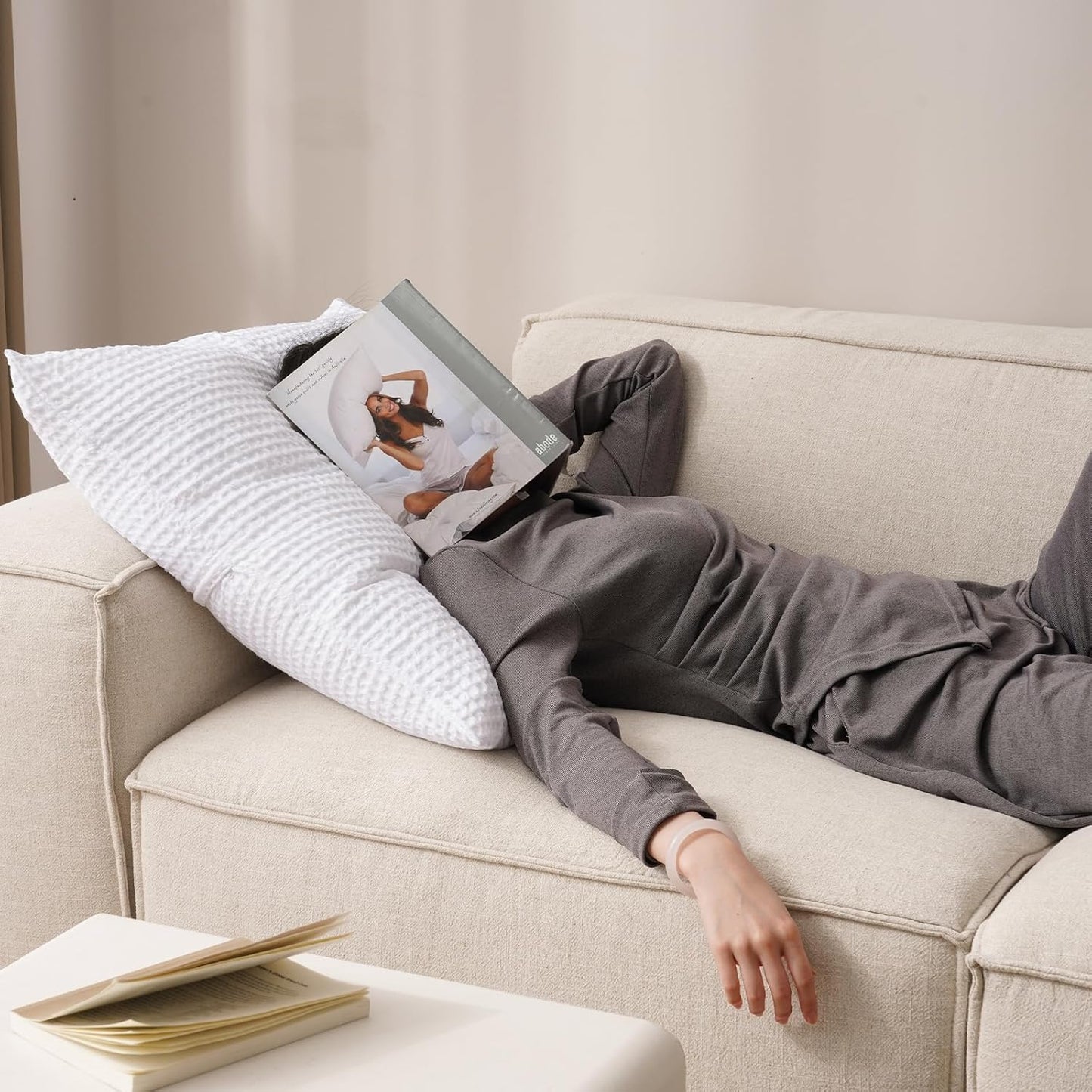PHF Euro Shams Pillow Covers - Ultra Soft Waffle Weave, Breathable & Skin-Friendly, 26" x 26", White - 2 Pack