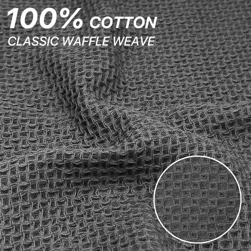 FreeNook 100% Cotton Waffle Weave Kitchen Towels, 8 Pack Dish Cloths for Washing Dishes, Ultra Soft Absorbent Dish Towels, Quick Drying Kitchen Rags, 12x12 Inches, Dark Grey