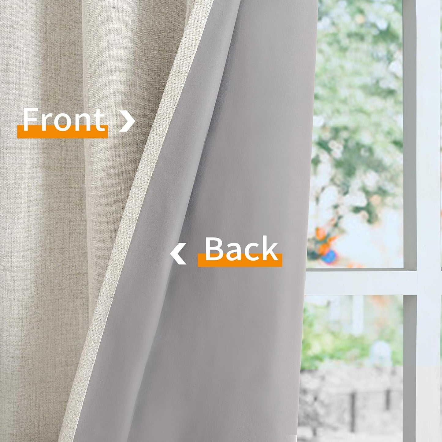 YoungsTex Linen Blackout Curtains - 63 Inch Thermal Insulated Drapes | Energy Saving Rustic Design, 2 Panels