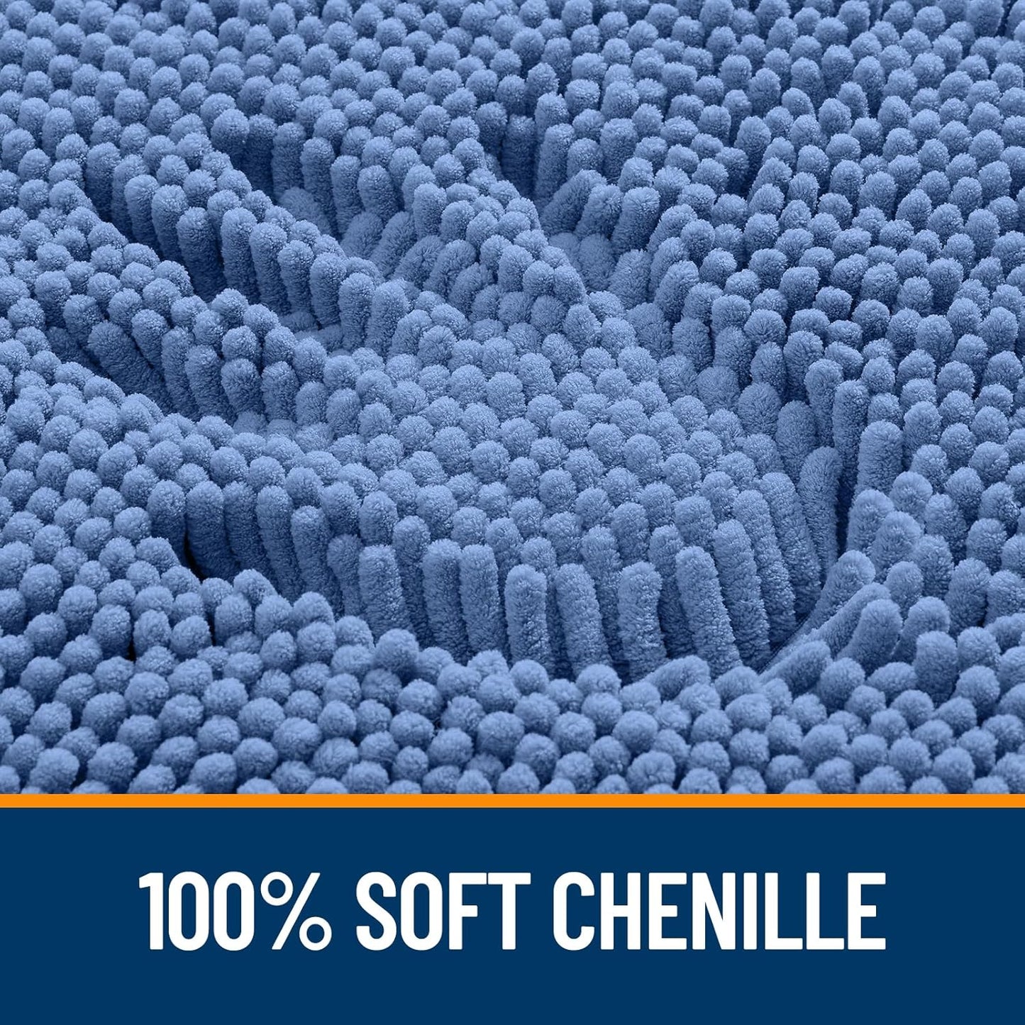 OLANLY Bathroom Runner Rug - Soft Absorbent Chenille with Rubber Backing | 70x24 inches, Cornflower Blue