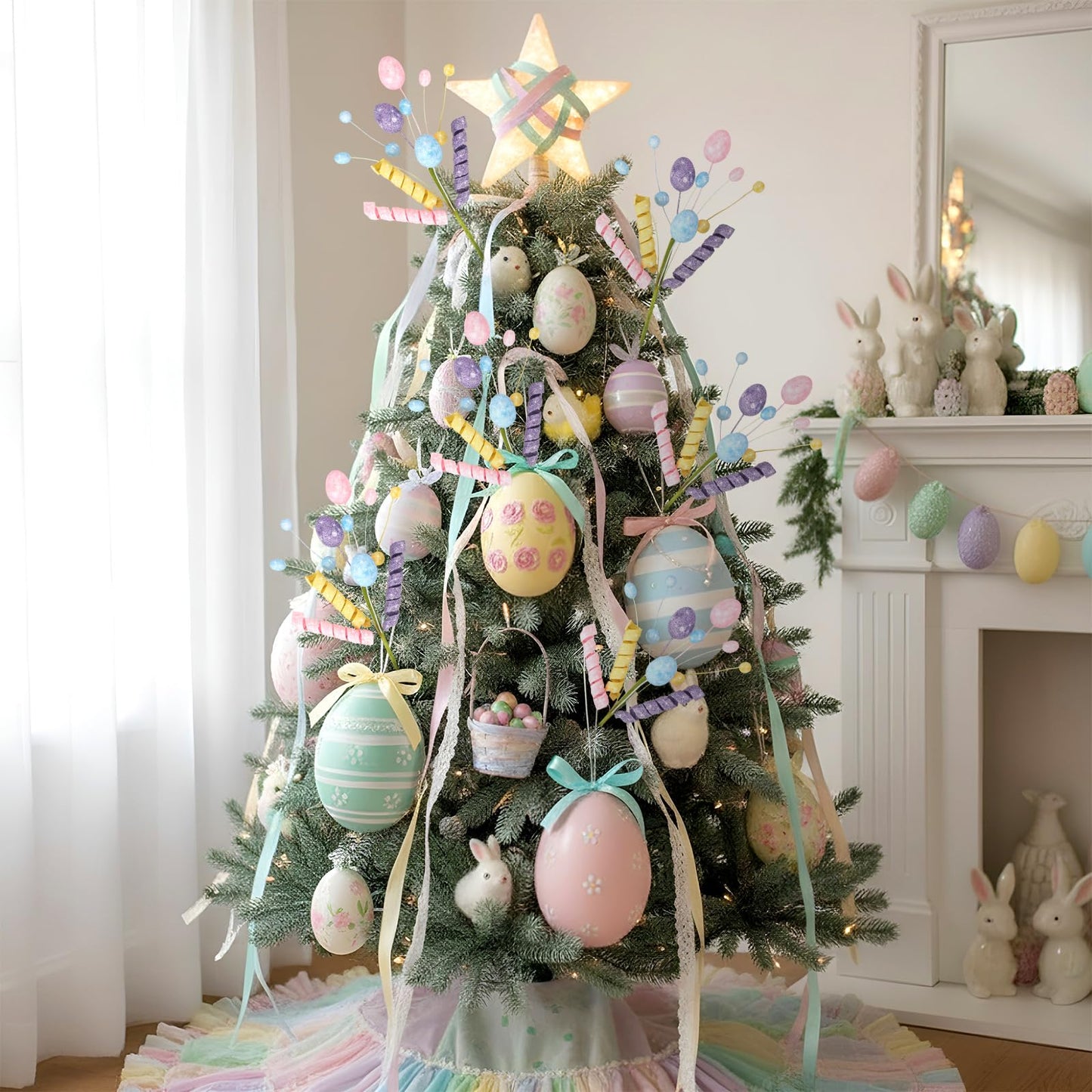 Norme 6 Pcs Easter Picks Decoration 15.7 Inch Egg Flower Picks Easter Egg Tree Branches Artificial Twig Branch Arrangement Centerpiece Celebration Home Vase Decor Blossom Branches for Spring