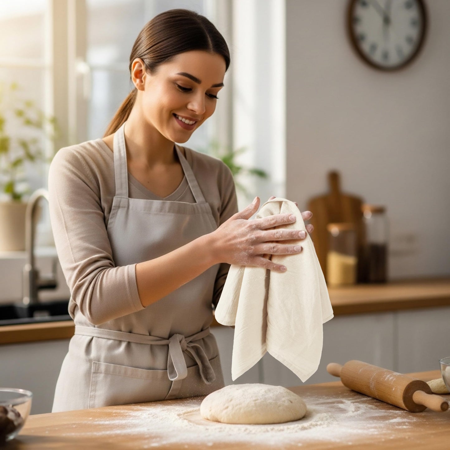 Utopia Kitchen Natural Flour Sack Towels [6 Pack - 28 x 28 Inch] 100% Cotton Tea Towels for Cleaning & Drying - Highly Absorbent Kitchen Dish Cloth