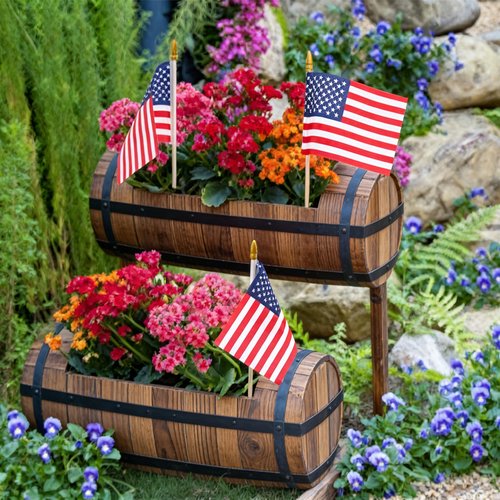 12 Pack Small American Flags - 4x6 Inch Mini USA Hand Held Stick Flag with Safety Spear Top, 250th Anniversary, Memorial Day, Outdoor 4th of July Decorations, Veteran's Day Patriotic Decor