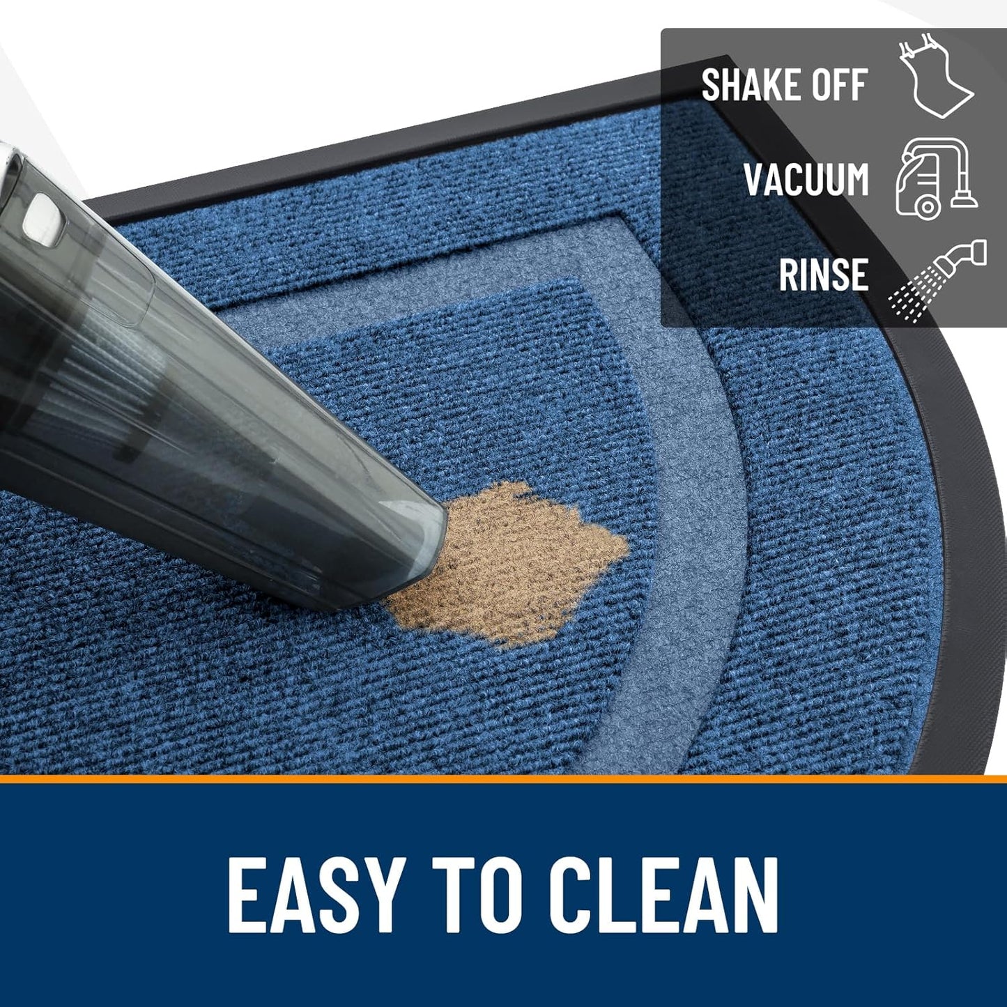 OLANLY Half Circle Door Mat - Waterproof All-Season Welcome Mat | Sturdy Natural Rubber, 47x32, Light Blue
