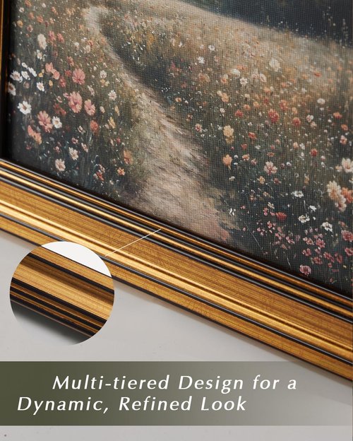 HUARCEY Vintage Wall Art - Gold Framed Flower Canvas Print for Living Room | 16"x24" White Hydrangea