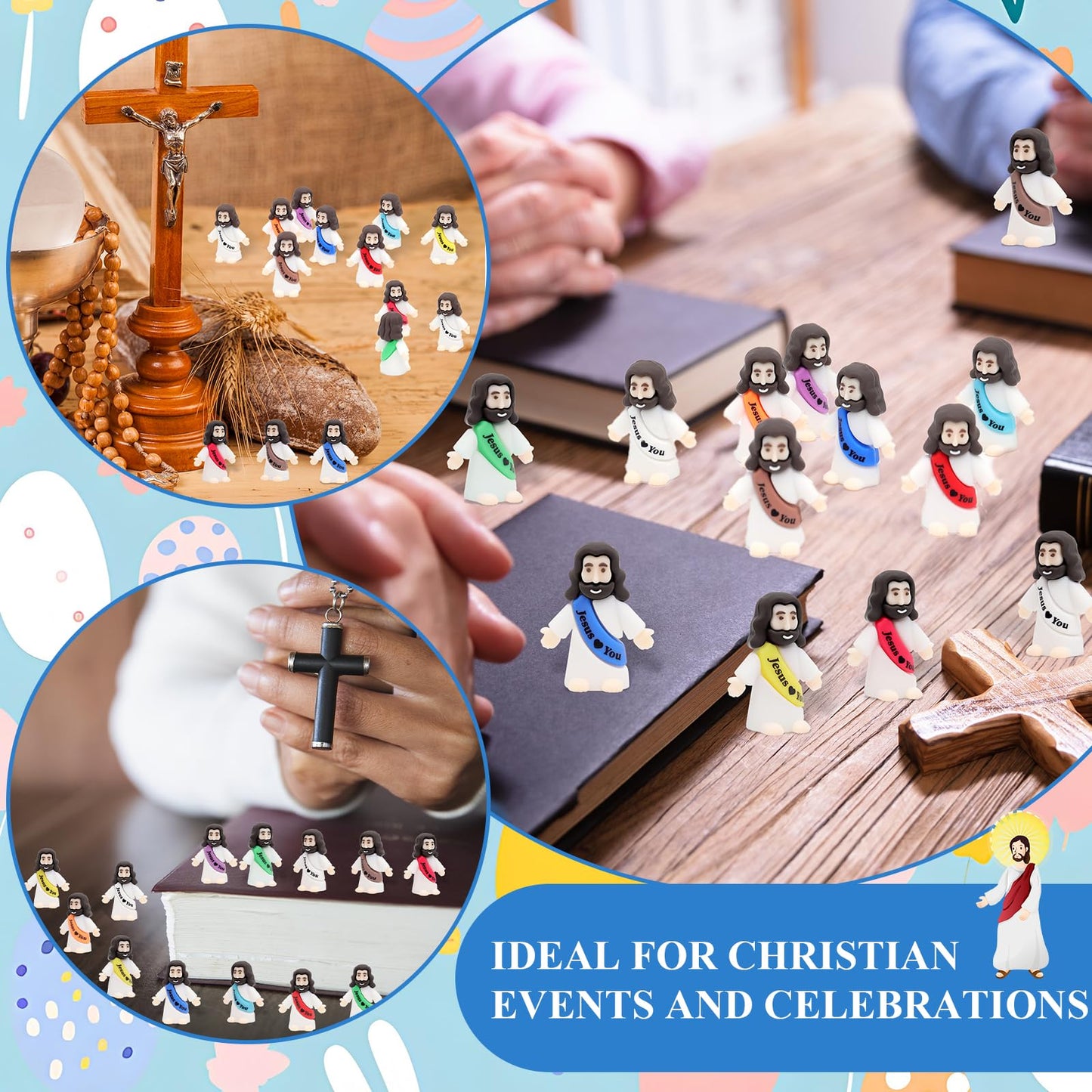 Owurha 100 Pcs Jesus Love You Mini Figures Baby Jesus Figurines in Bulk Tiny Miniature Religious Figures for Hide and Seek, Sunday School, Religious Party Favors, Baptism Gifts, Easter Egg Stuffers
