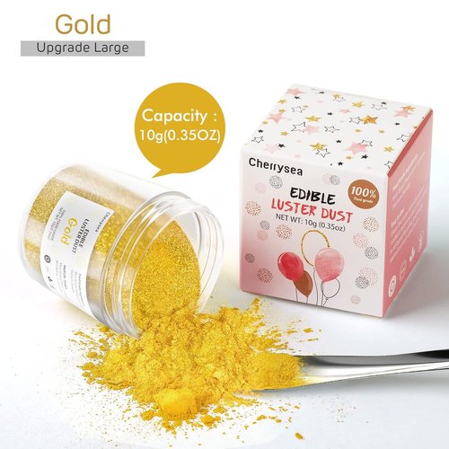 Cherrysea Gold Edible Luster Dust - Tasteless Food Grade Cake Dusting Powder | 10 Grams for Baking